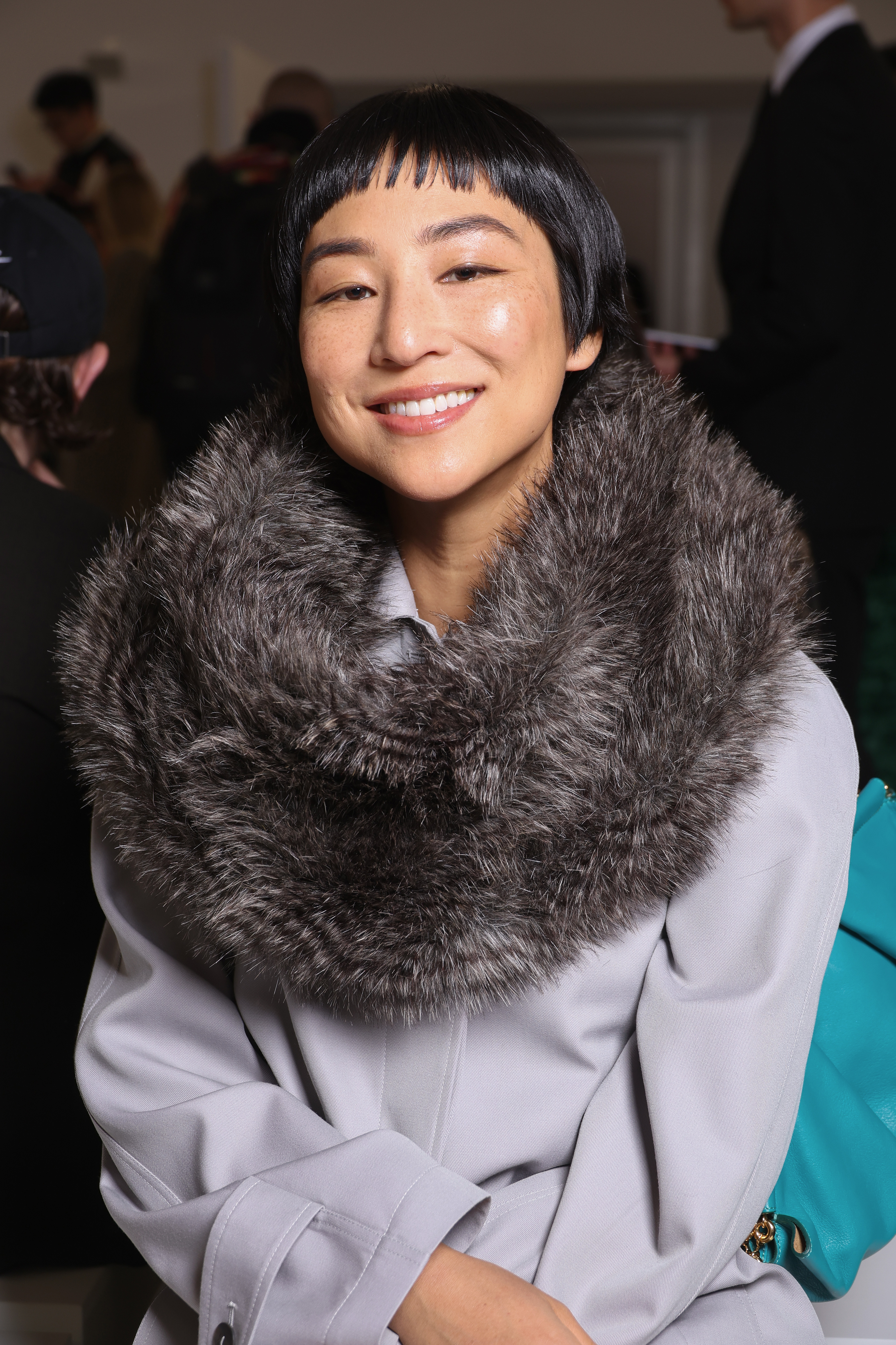Greta Lee at the Loewe Womenswear Fall Winter 2023-2024 show during Paris Fashion Week on March 03, 2023, in Paris, France. | Source: Getty Images