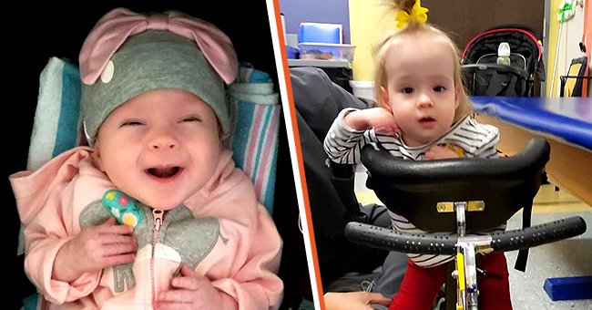 [Left] A smiling baby Lacey; [Right] Lacey is learning how to walk. | Source: facebook.com/michelle.marie.54966
