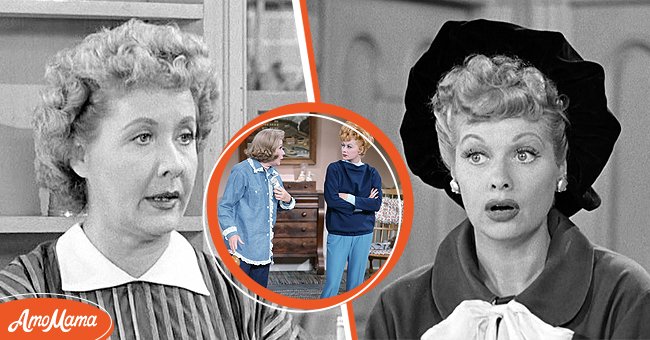 Vivian Vance on the set of "I Love Lucy" on January 12, 1953 (left), Vivian Vance and Lucille Ball on the set of "The Lucy Show" (center), Lucille Ball on the set of "I Love Lucy" on January 12, 1953 (right) | Photo: Getty Images