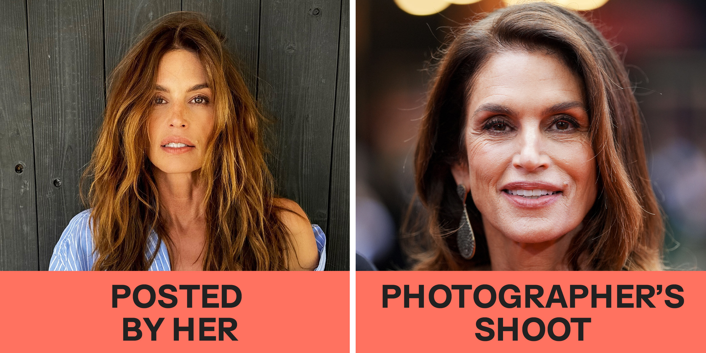 Cindy Crawford on Instagram vs. in reality | Source: Instagram/dimitrishair | Getty Images
