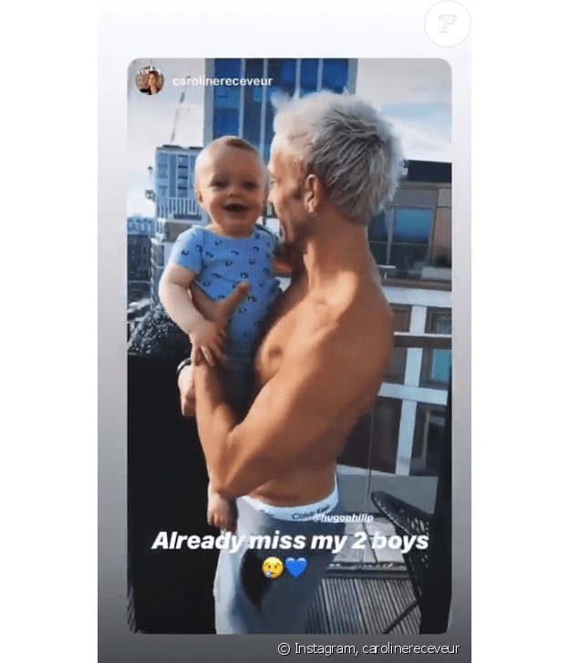 Photos de Hugo Philip avec son enfant. | Photo : Instagram/Caroline Receveur