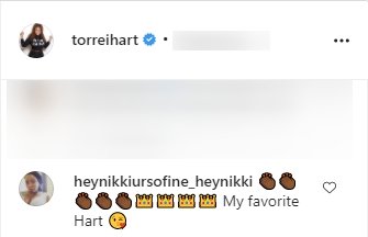 A fan's comment on Torrei Hart's video showing off her Jumpsuit. | Photo: Instagram/Torreihart