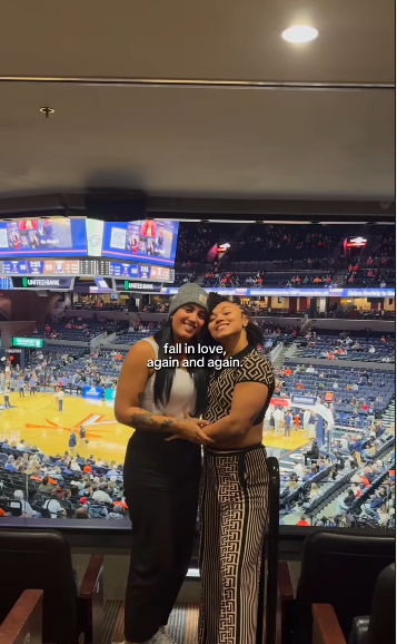 Simone Johnson and Tatyanna Dumas posing at a basketball game, from a post dated December 7, 2025 | Source: Instagram/bigupsofficial