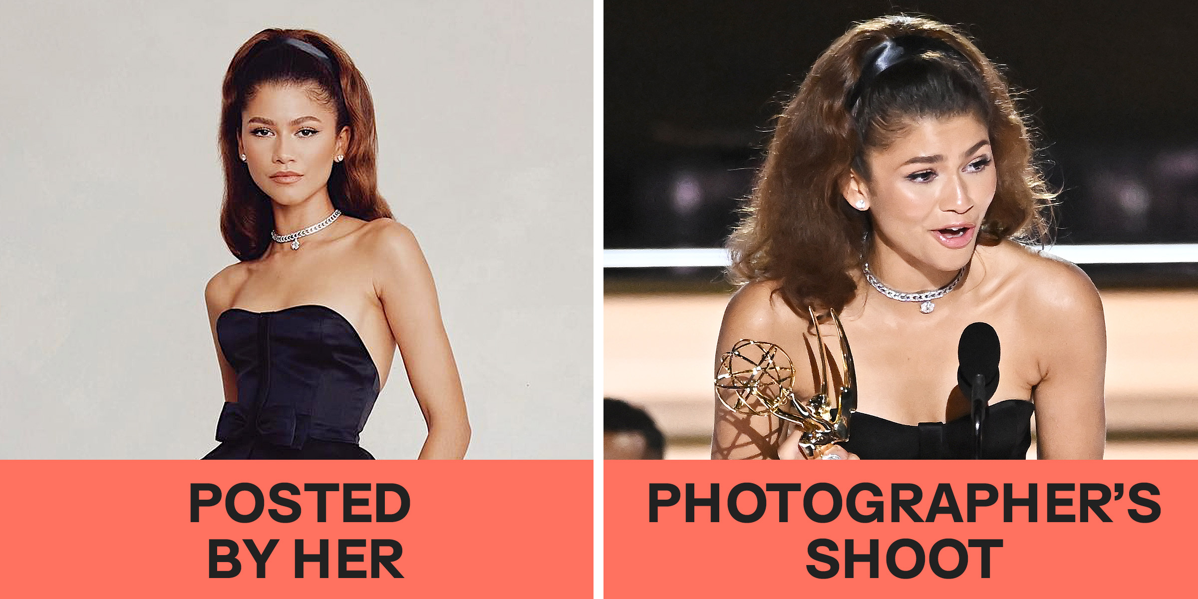 Zendaya on Instagram vs. in reality | Source: Instagram/zendaya | Getty Images
