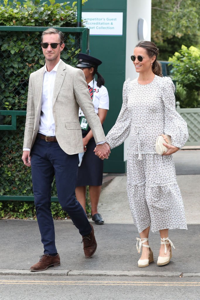 James Matthews y Pippa Middleton llegando a Wimbledon para  la semifinal masculina el 12 de julio de 2018 en Londres. | Foto: Getty Images