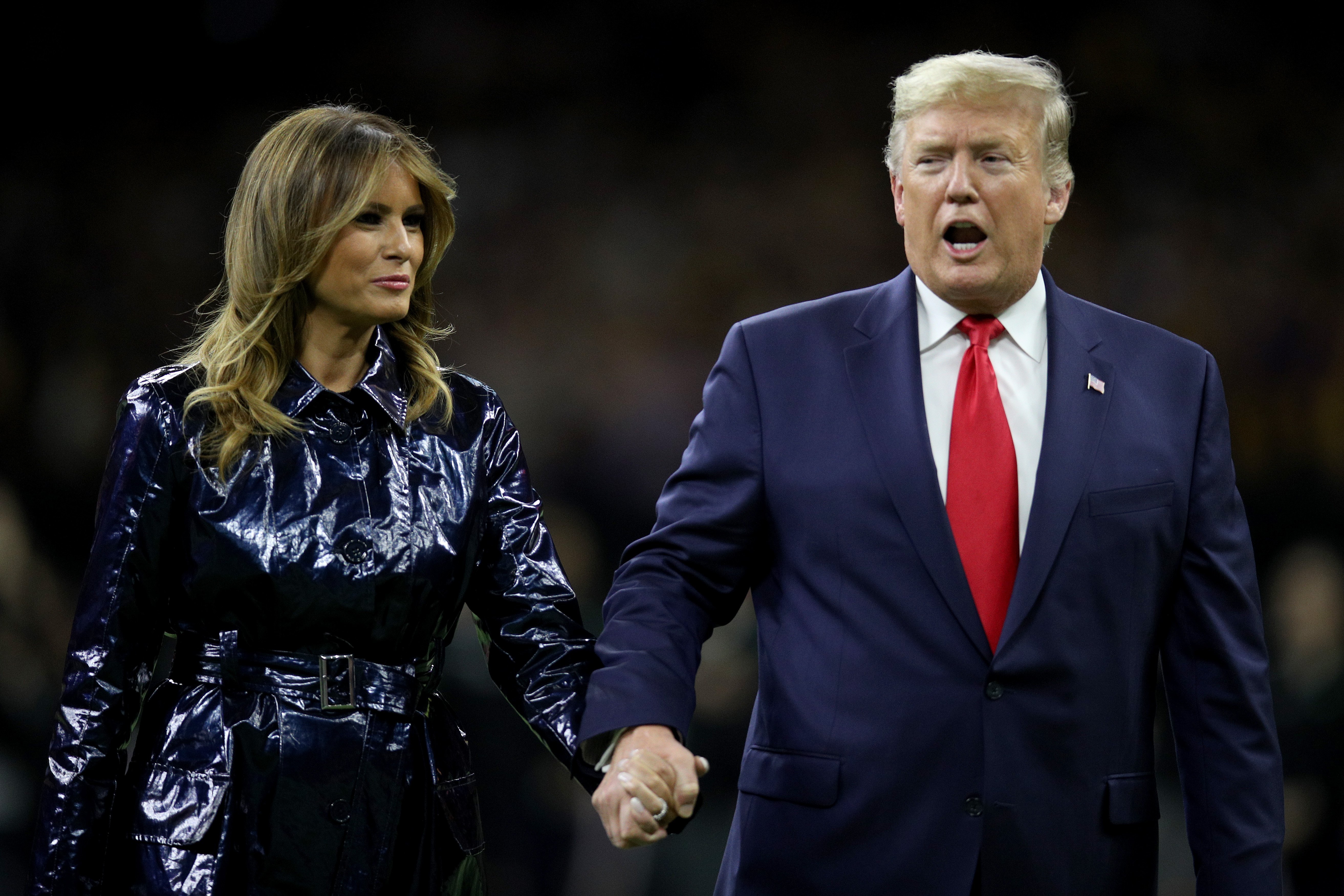  First Lady Melania Trump and U.S. President Donald Trump prior to the College Football Playoff National Championship game between the Clemson Tigers and the LSU Tigers at Mercedes Benz Superdome on January 13, 2020 |Photo: Getty Images