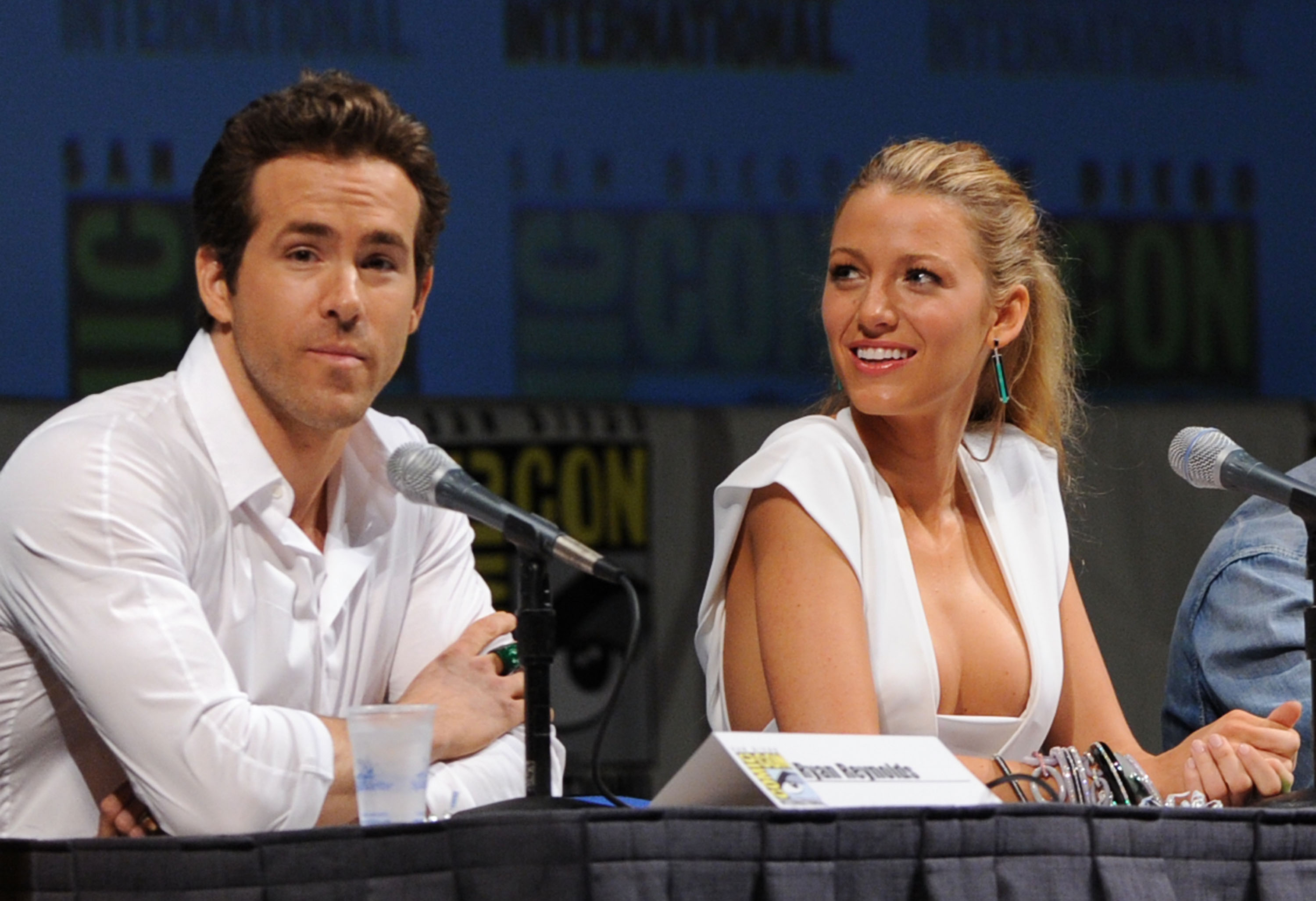Ryan Reynolds and Blake Lively speak onstage at the "Green Lantern" panel discussion during Comic-Con 2010 at San Diego Convention Center, on July 24, 2010, in San Diego, California. | Source: Getty Images