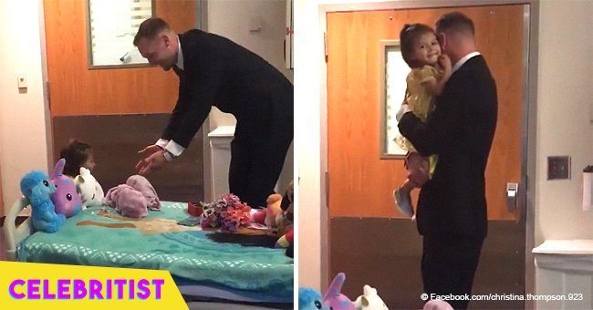 2-year-old girl puts on yellow dress after 1st round of chemo & then her dad shows up in a suit