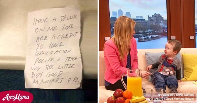 Stranger on a train handed single mother a note for teaching her son good manners