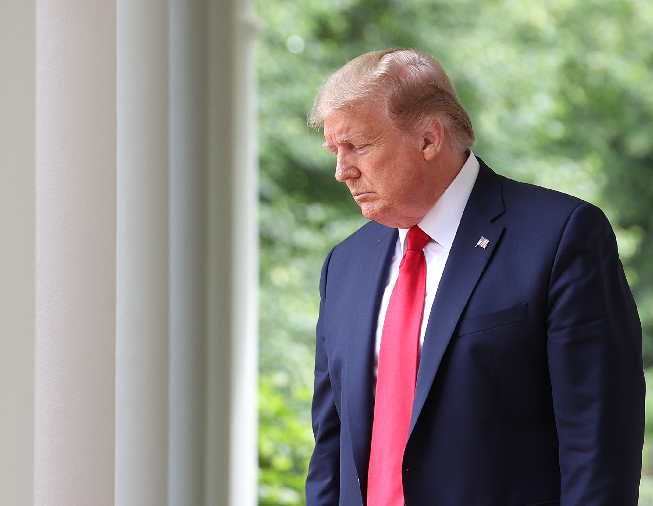 U.S. President Donald Trump in the White House Rose Garden | Source: Getty Images