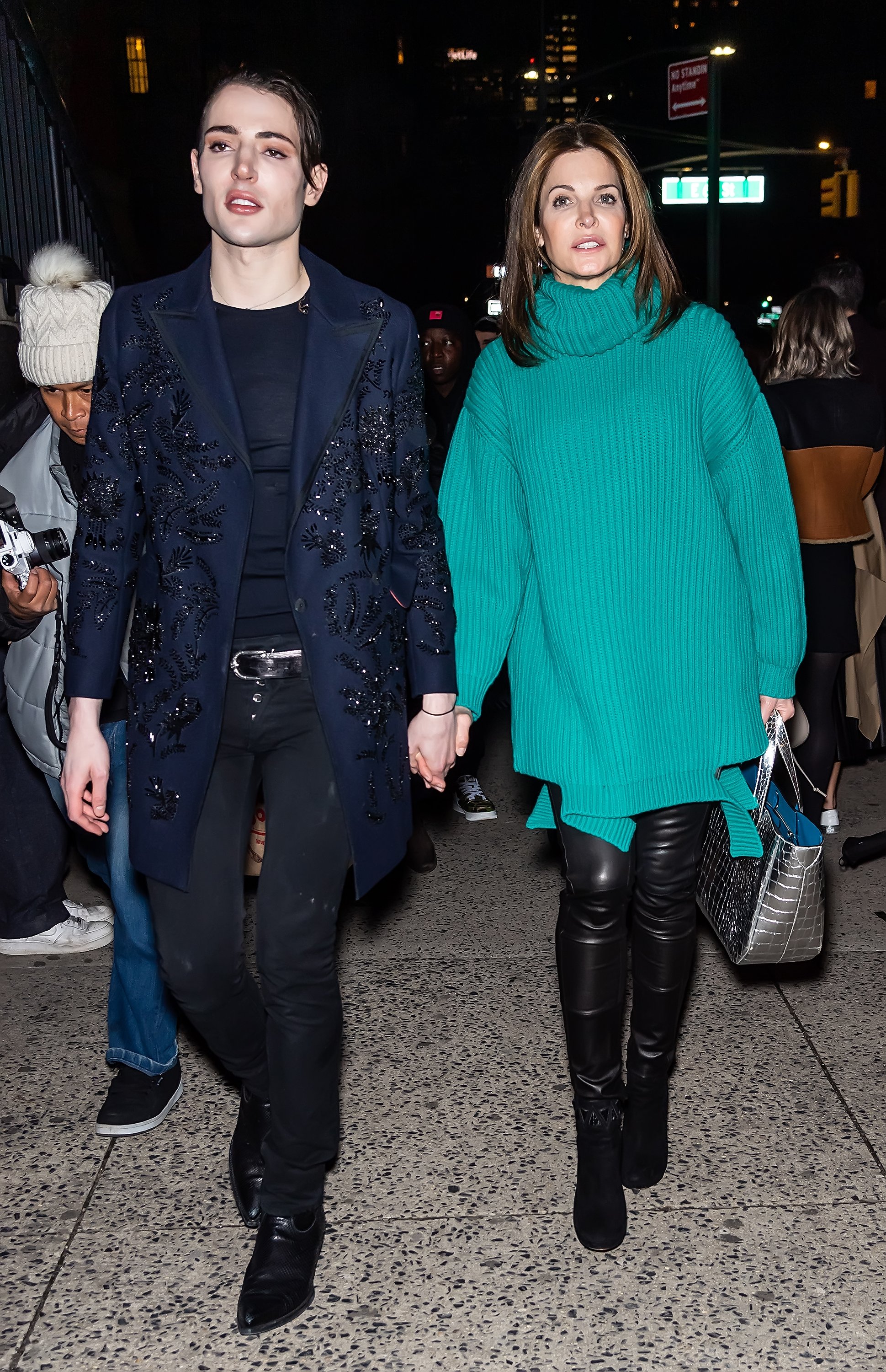 Stephanie Seymore and her son Harry Brant pictured leaving the Marc Jacobs Fall 2020 runway show, 2020, New York City. Photo: Getty Images.