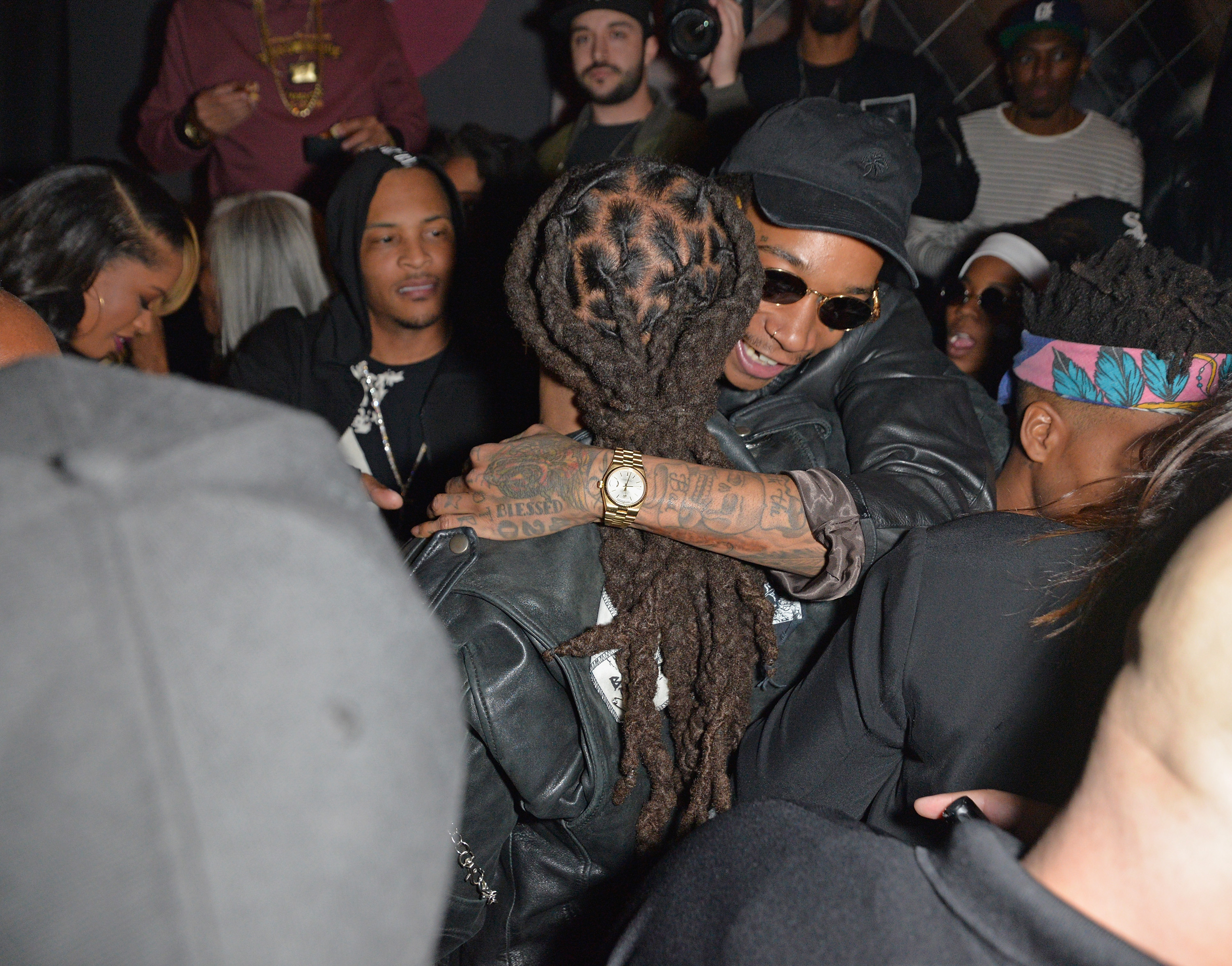 T.I., Ty Dolla $ign, and Wiz Khalifa at a listening party for Ty Dolla $ign's album "Free TC" on November 12, 2015, in West Hollywood, California. | Source: Getty Images
