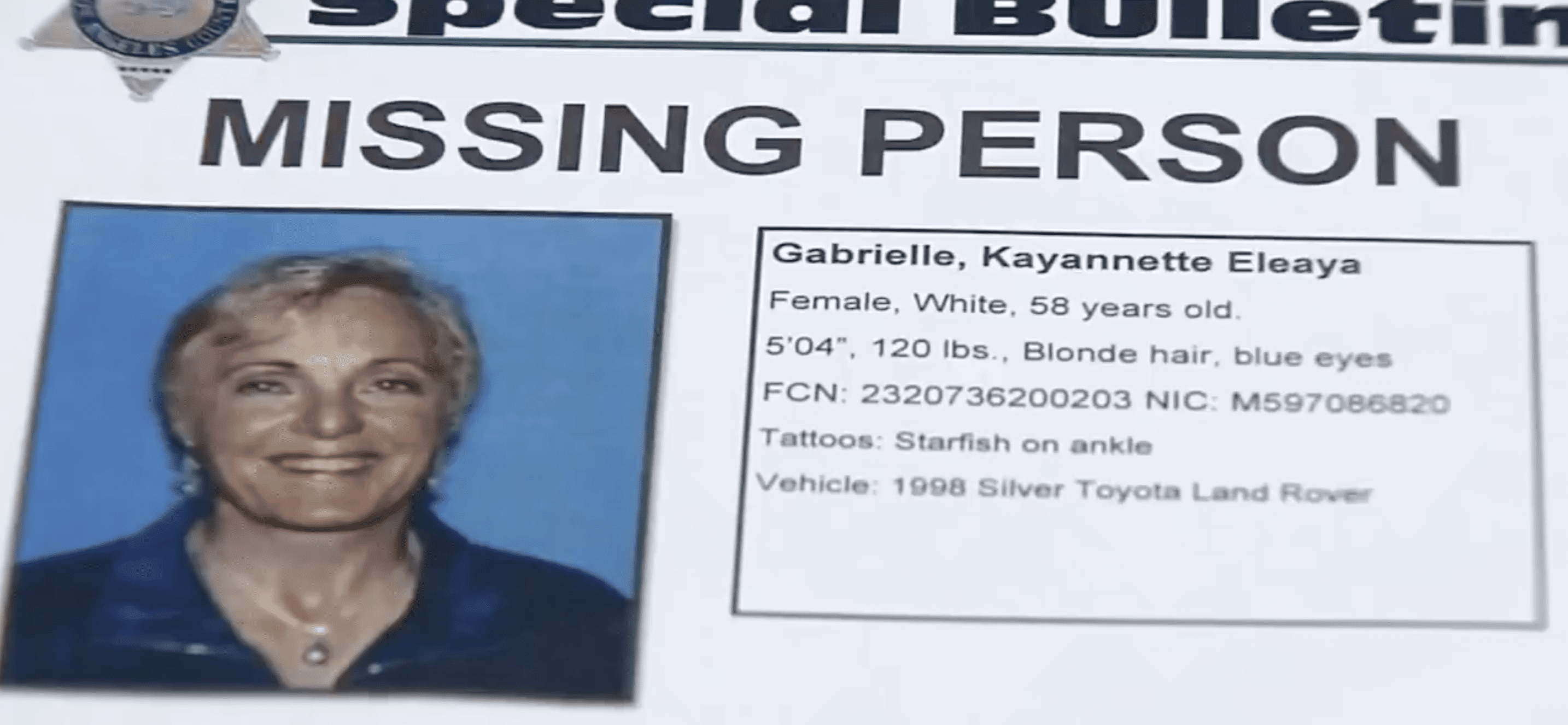 A poster in which Kayannette Gabrielle's children used in searching for her | Photo: facevook.com/KRON 4 News