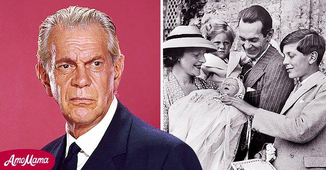 Pictures of Raymond Massey from "Dr. Kildare" and another of him with his wife and children | Photo: Getty Images