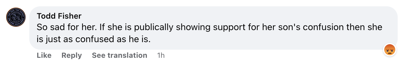 A fan's comment on CNN's Facebook post about Jamie Lee Curtis's support of her daughter, Ruby Guest, being transgender, on March 15, 2023 | Source: Facebook/CNN