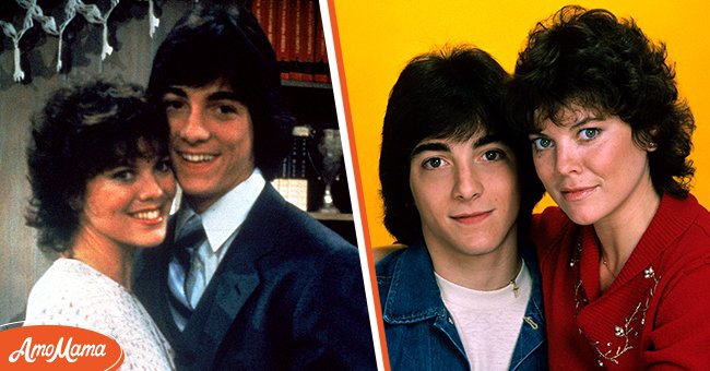 Erin Moran and Scott Baio in "Joanie Loves Chachi" in 1982 [left]. Moran and Baio in "Happy Days" in March 1982 [right] | Source: Getty Images