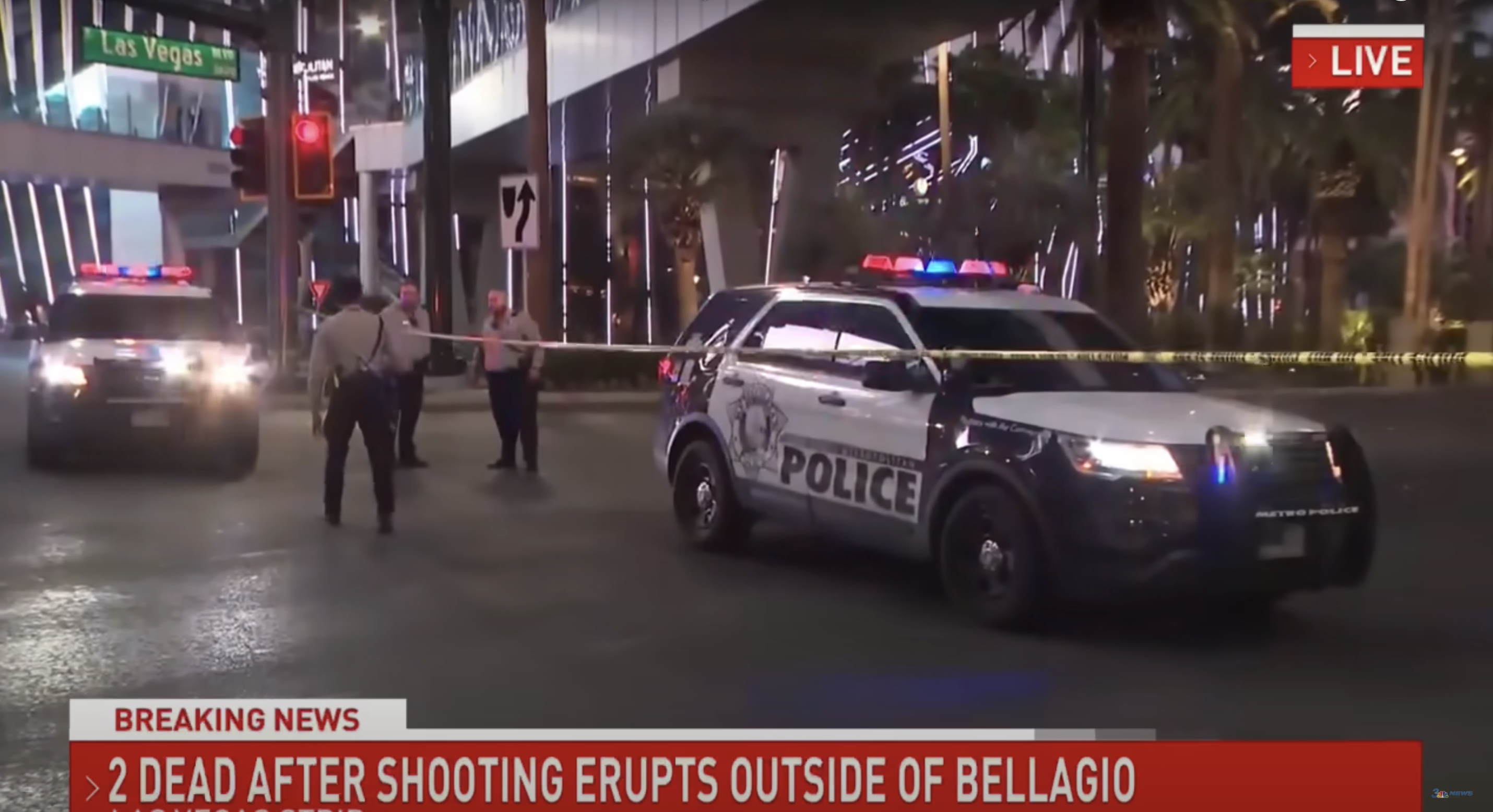 Officers are seen sealing the area where the shooting happened, in a video dated June 9, 2025 | Source: YouTube/News3LasVegas