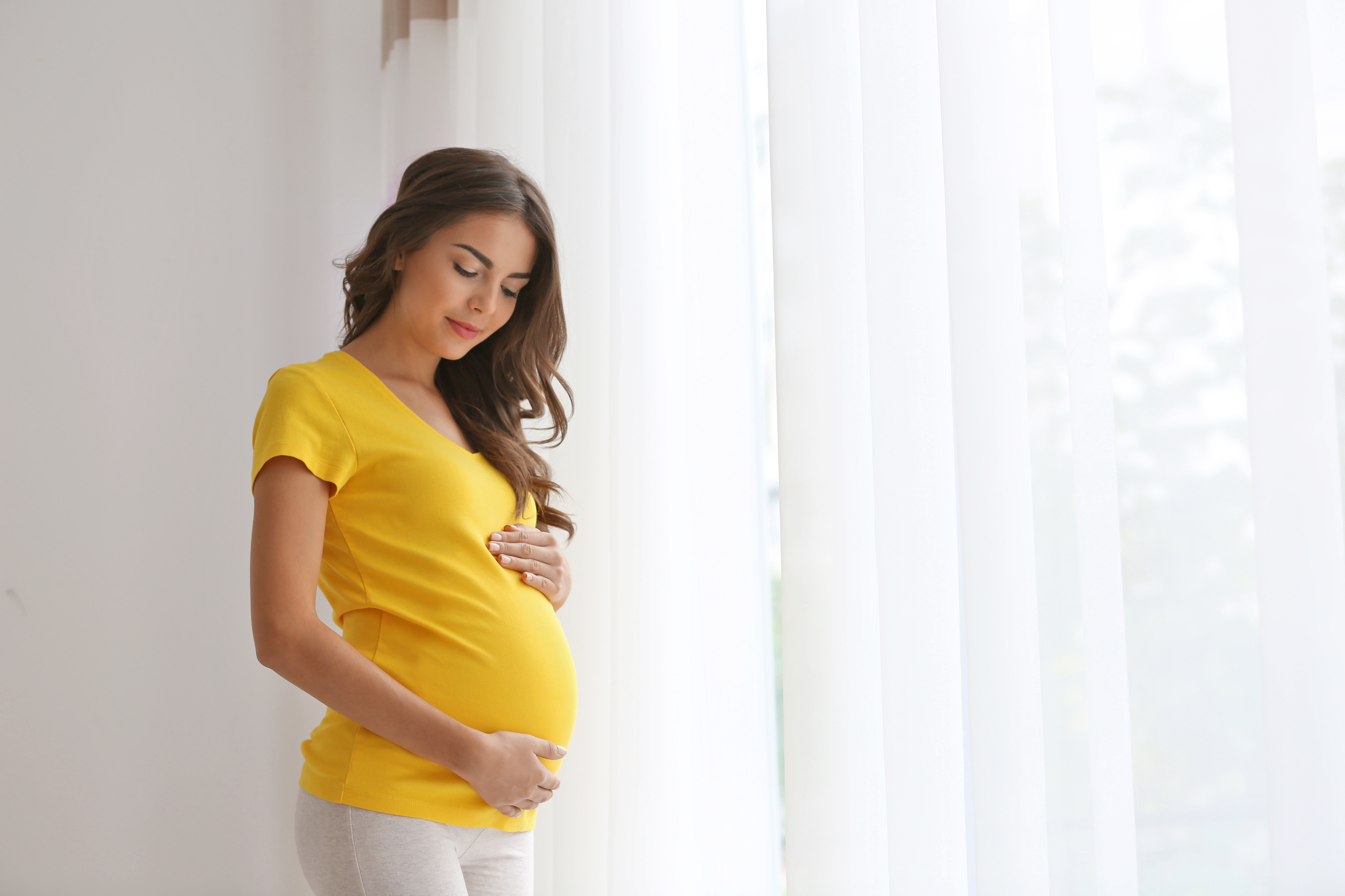 A pregnant woman standing by a window | Source: Shutterstock