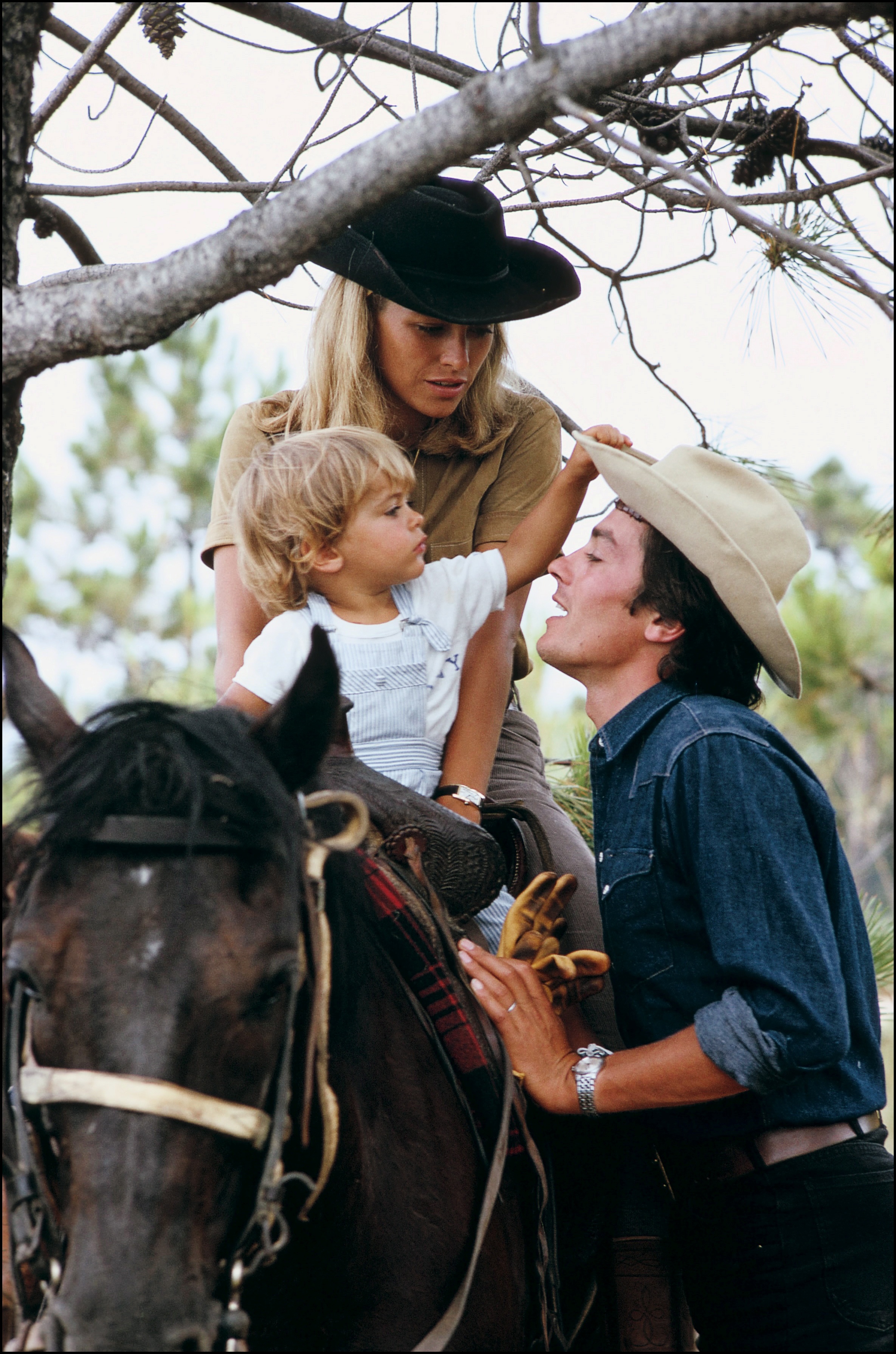 Alain, Nathalie, and Anthony Delon in France, circa 1966. | Source: Getty Images