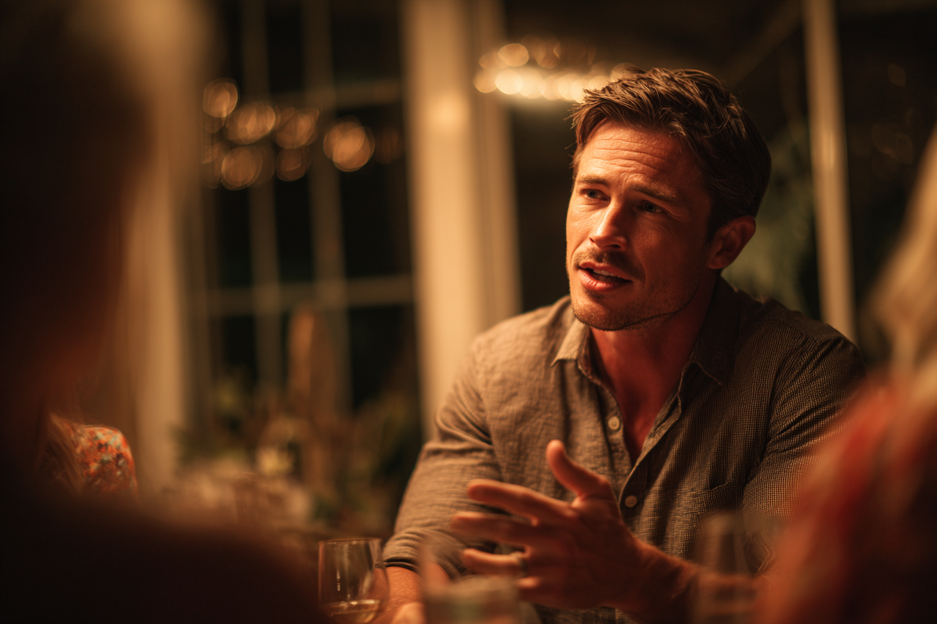 A man talking to his wife | Source: Midjourney