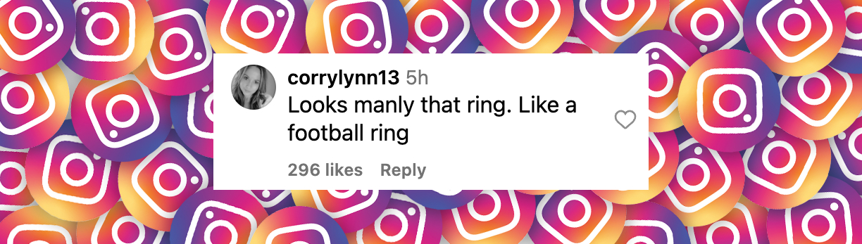 A netizen's reaction to Taylor Swift and Travis Kelce's engagement ring, posted on August 26, 2025 | Source: Instagram/entertainmenttonight