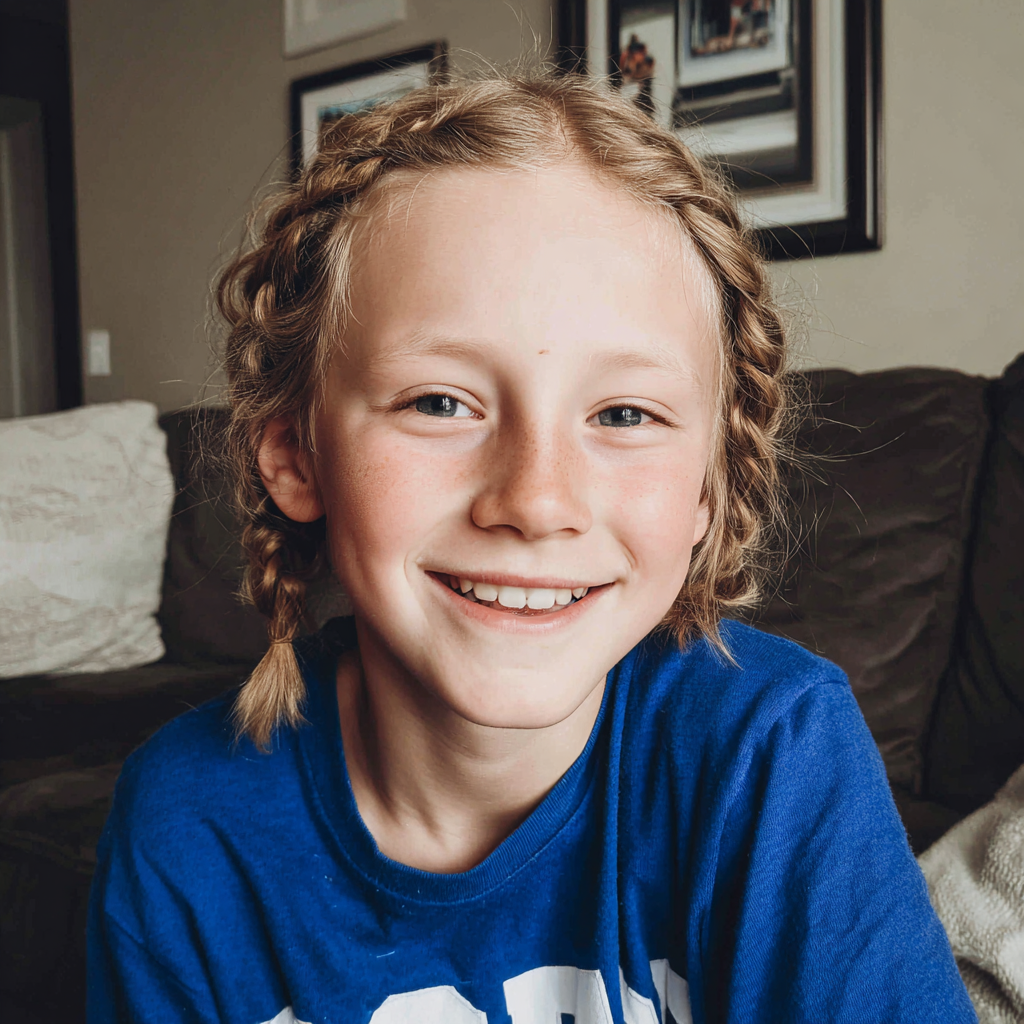 A smiling little boy with braided hair | Source: Midjourney