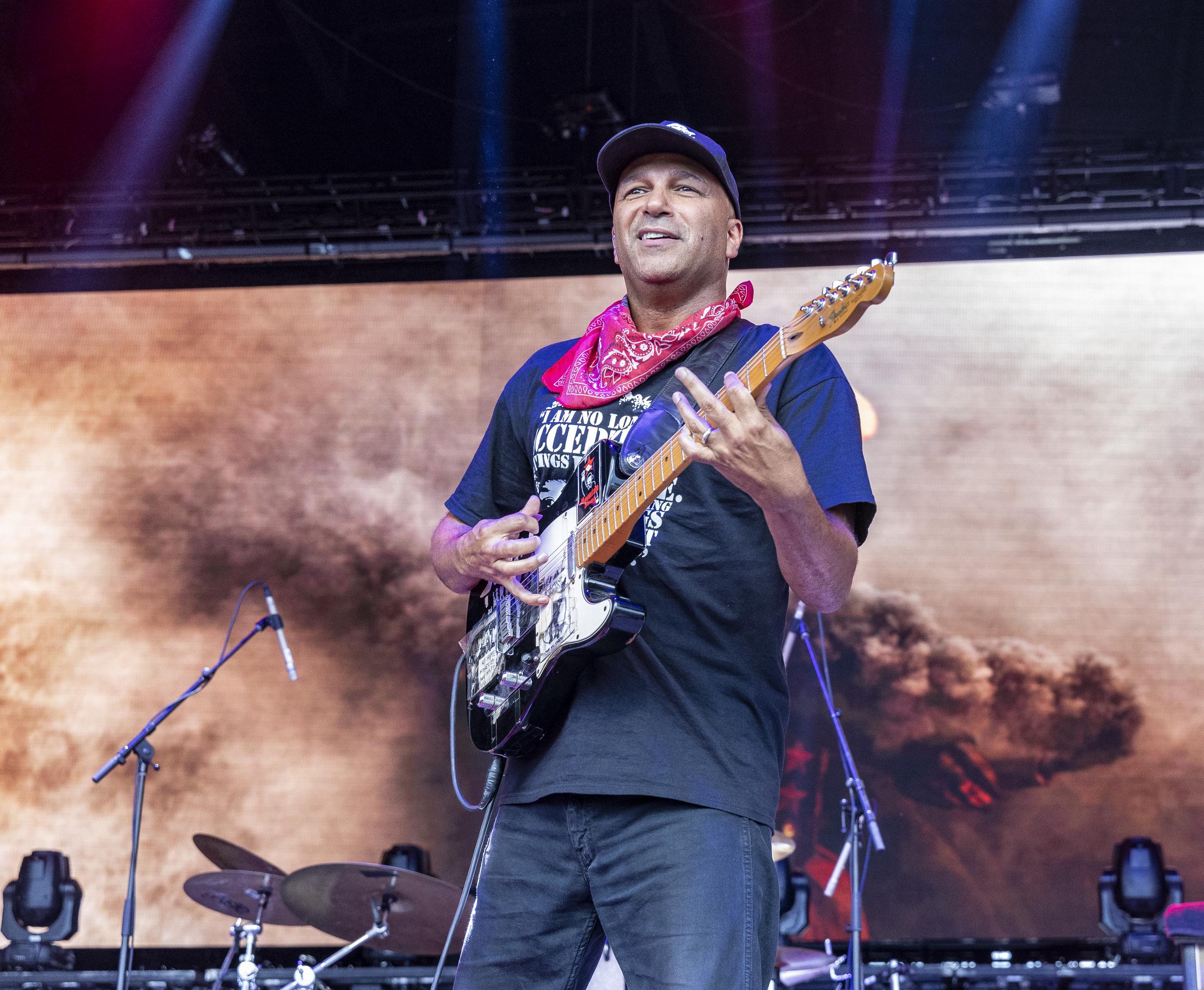 Tom Morello performs in a concert during Rocklahoma at Rockin' Red Dirt Ranch on August 30, 2025 | Source: Getty Images