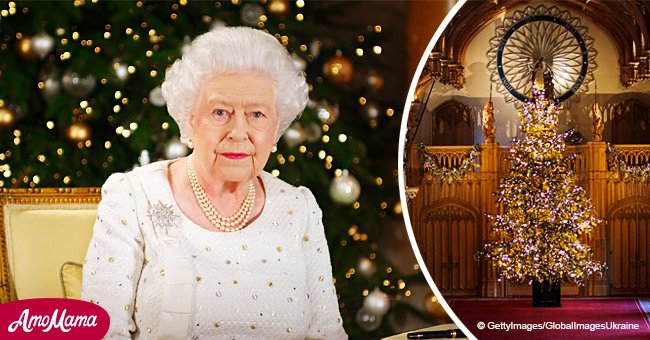 Take a look at the Queen’s enormous 20ft Christmas Tree taking pride of place at the royal residence