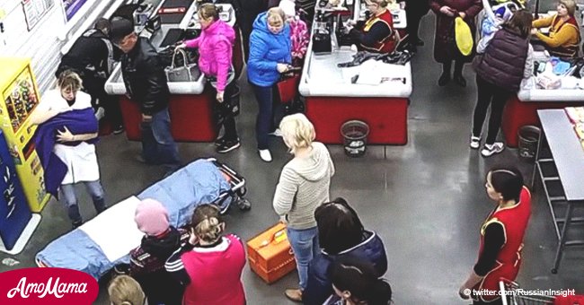 Woman gives birth on supermarket floor while customers carry on as if nothing is happening