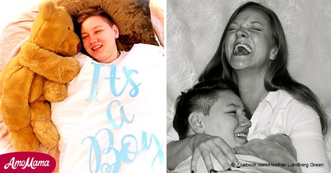 Mom jubilantly celebrates son coming out as transgender with an epic gender reveal photoshoot