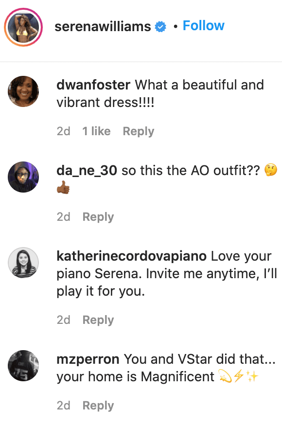 Fans' comments on Serena Williams' post. | Source: Instagram/serenawilliams