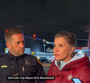Brian Redd and Salt Lake City Mayor Erin Mendenhall speaking to the media about what happened, and expressing condolences to those affected. | Source: X/@sltrib