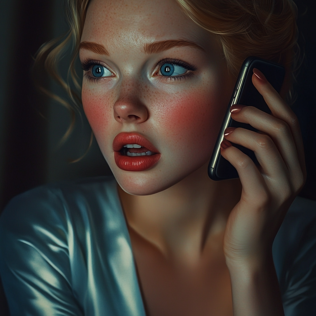 An anxious woman on the phone | Source: Midjourney