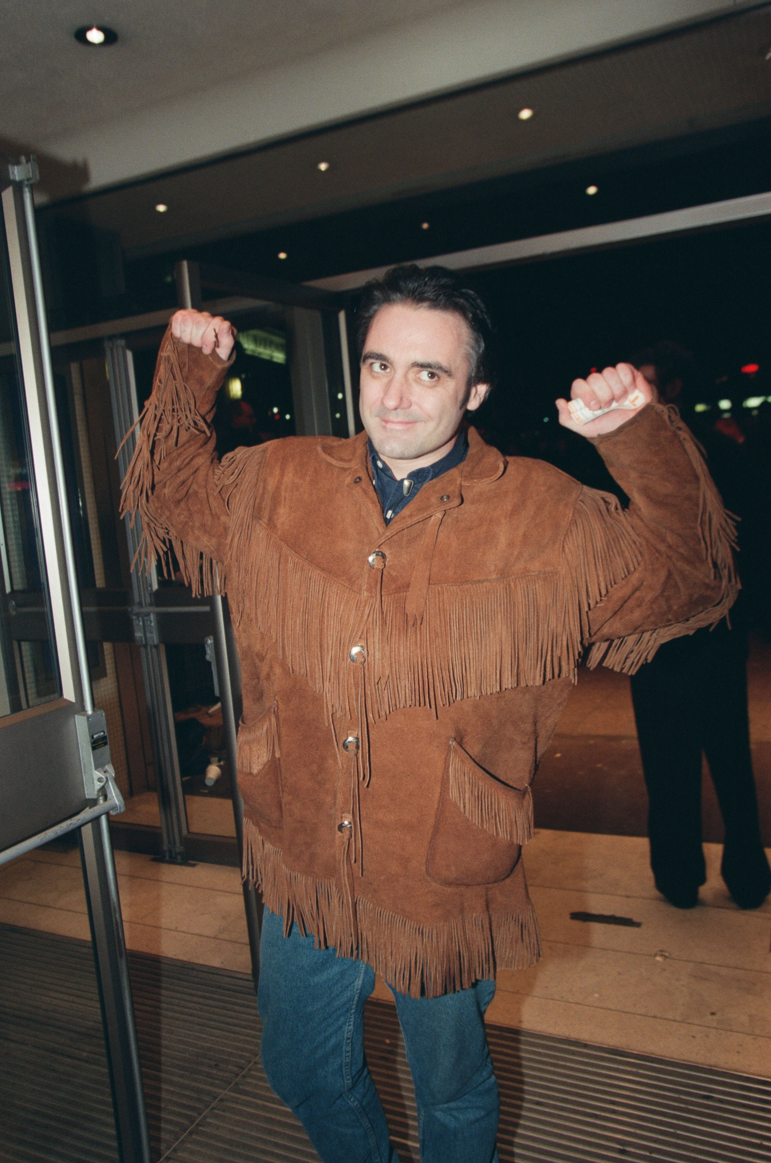 Tony Slattery at the premiere of "Up 'n' Under" in England on January 21, 1998. | Source: Getty Images