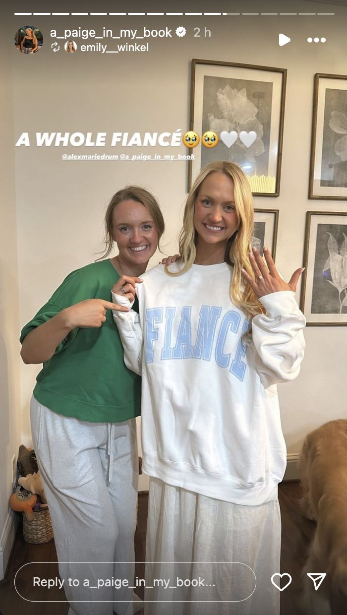 Alex and Paige Drummond posing for a picture after Paige got engaged, posted on August 6, 2024 | Source: Instagram/a_paige_in_my_book