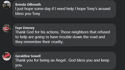 Facebook users praising Tony and bashing the neighbors who refused to help | Photo: Facebook.com/palmbeachcountysheriff