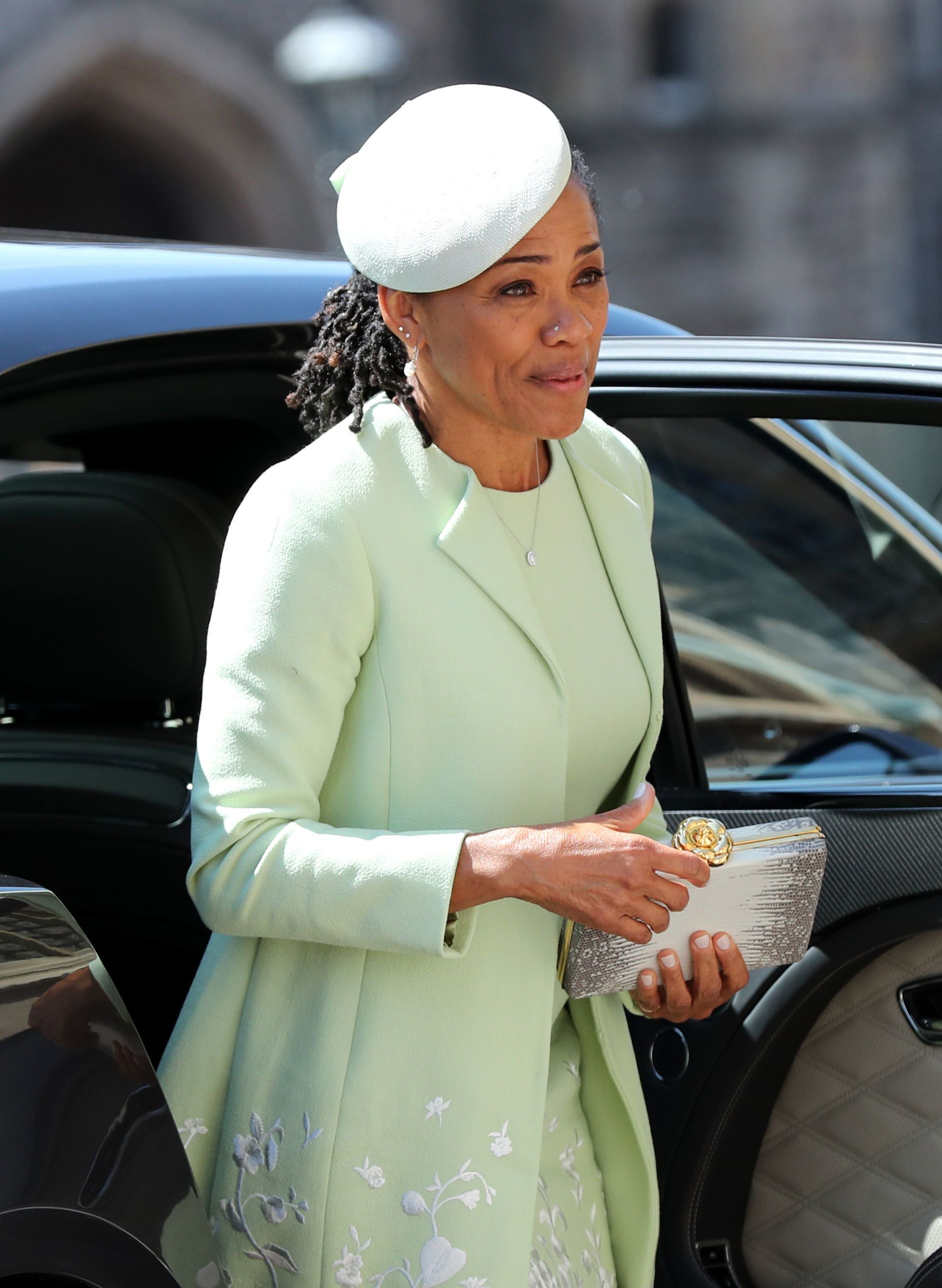 Doria Ragland arrives at St George's Chapel at Windsor Castle before the wedding of Prince Harry to Meghan Markle on May 19, 2018 | Getty Images