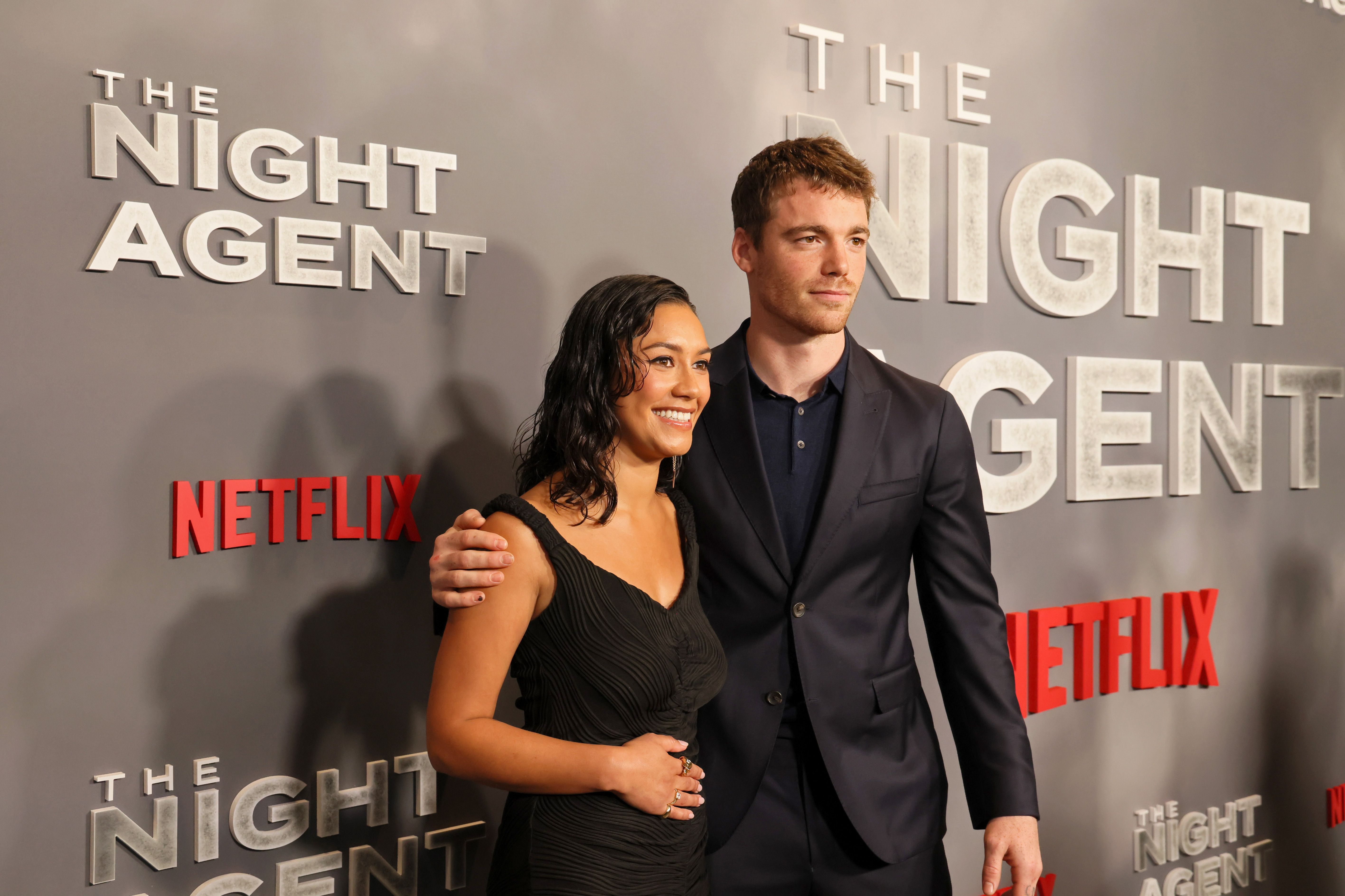 Luciane Buchanan and Gabriel Basso during "The Night Agent" Los Angeles special screening at Netflix Tudum Theater on March 20, 2023, in Los Angeles, California. | Source: Getty Images