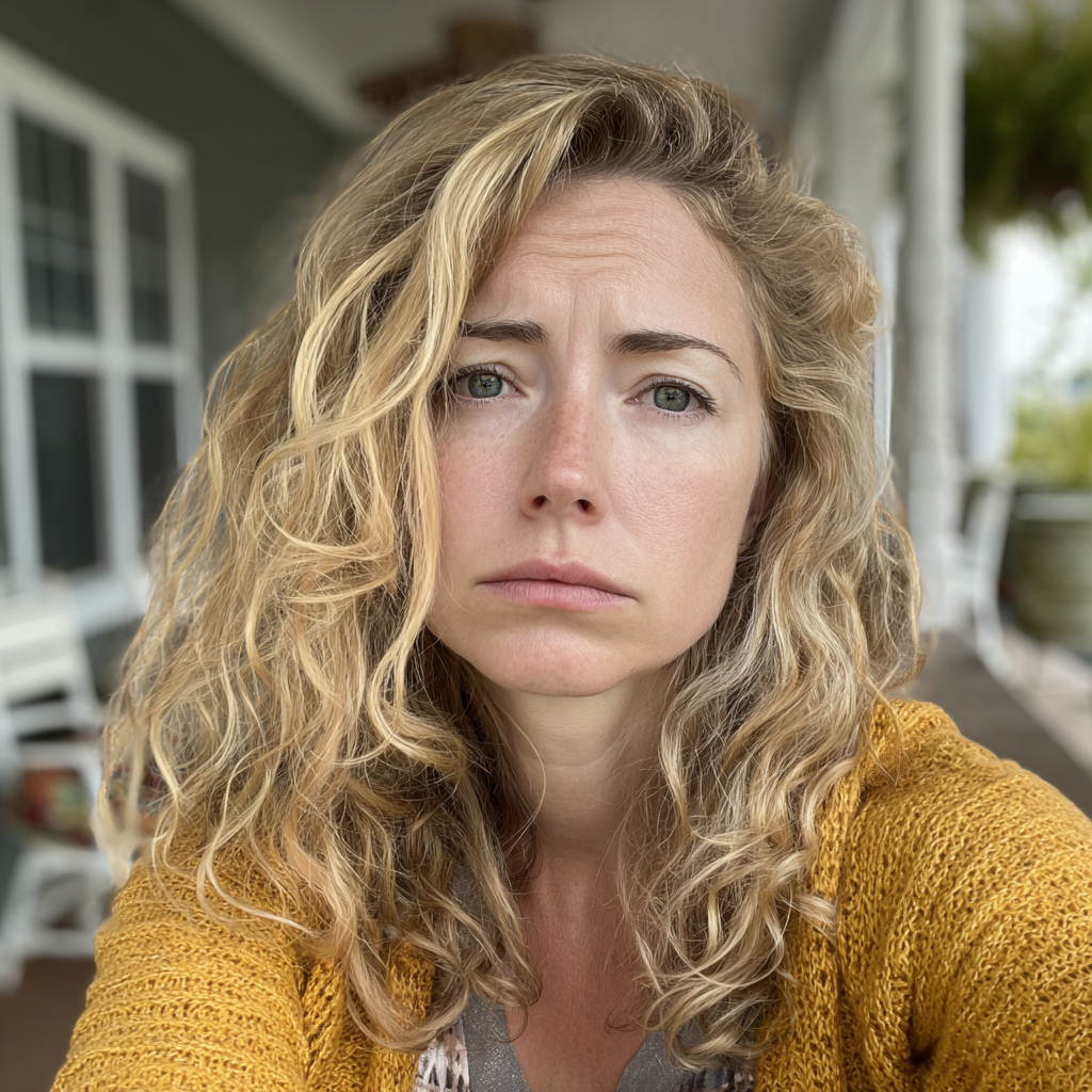 A woman sitting on a porch | Source: Midjourney