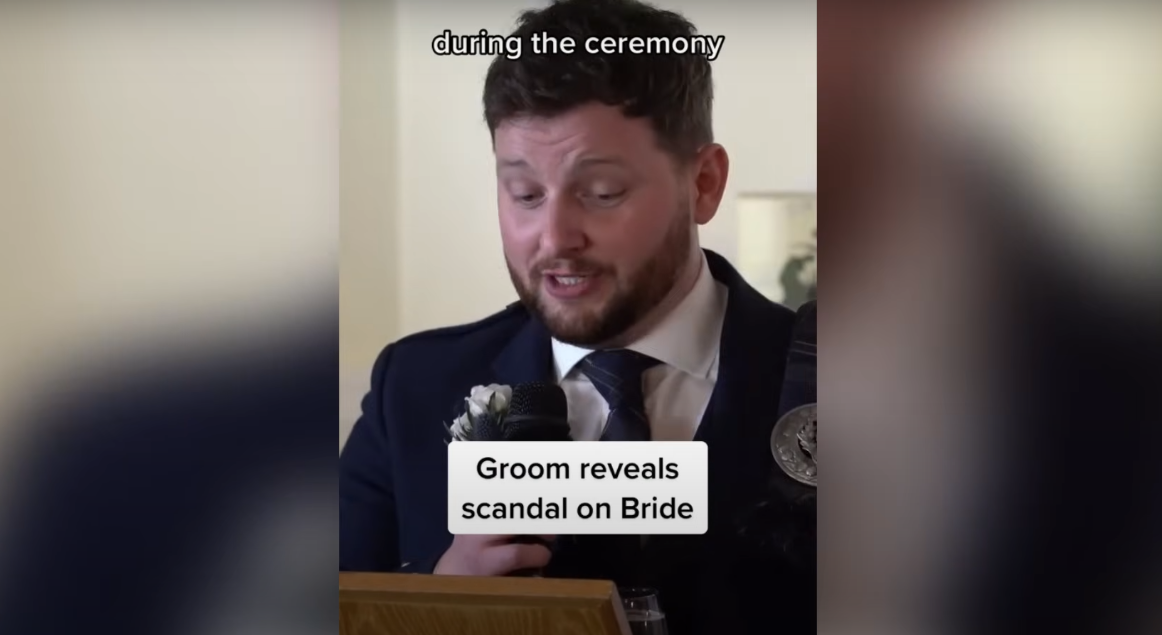 Ian Young giving his customary wedding speech | Source: YouTube / Daily Record