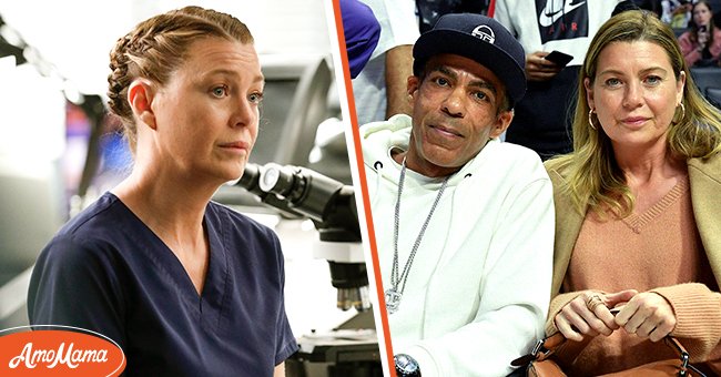 Ellen Pompeo looking sad as Meredith Grey on "Grey's Anatomy" on March 4, 2020. and her with Chris Ivery at a basketball game on January 14, 2020, in Los Angeles, California | Photos: Raymond Liu/ABC & Allen Berezovsky/Getty Images