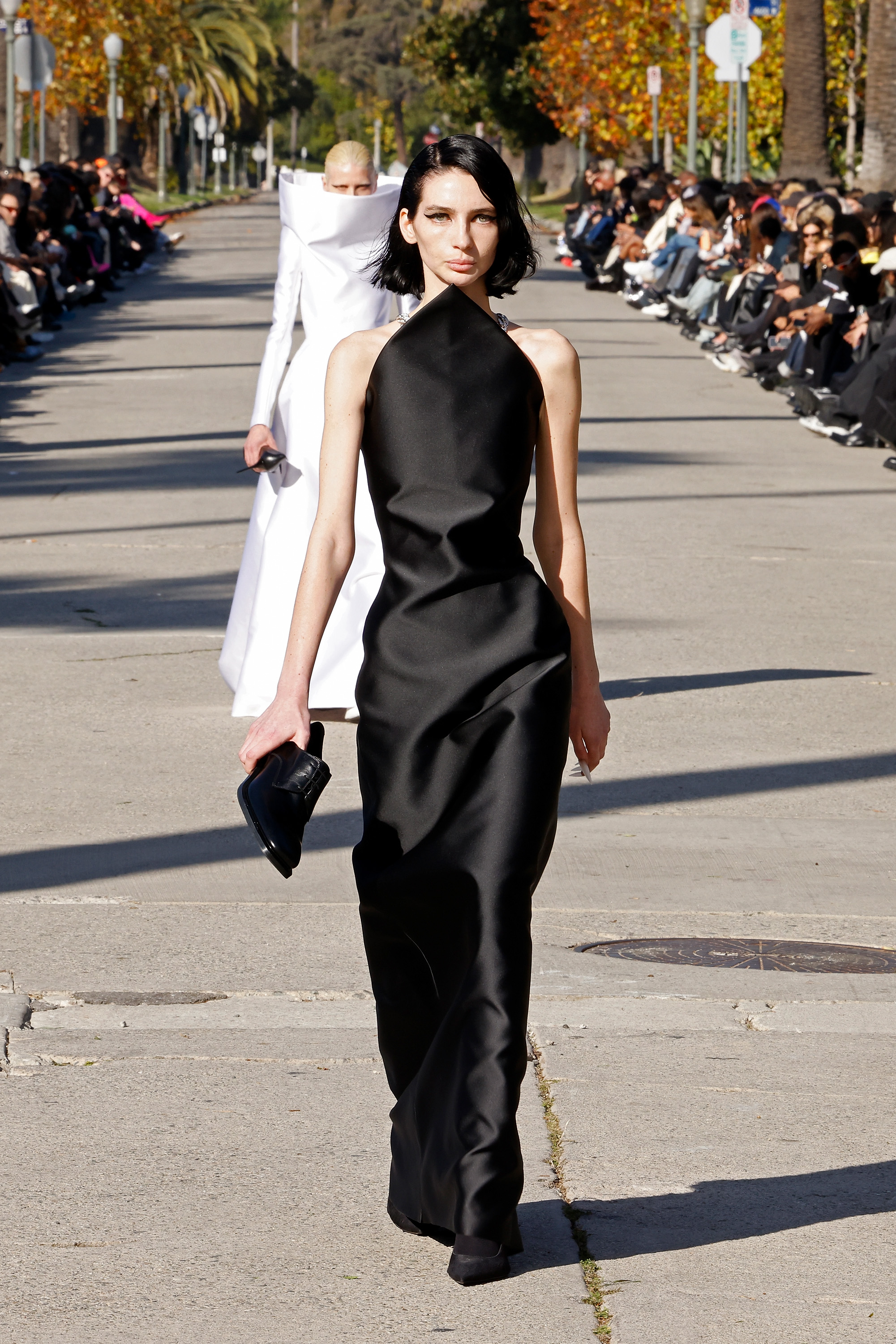 Meadow Walker walks the runway down South Windsor Boulevard during the Balenciaga Fall fashion show on December 2, 2023, in Los Angeles, California | Source: Getty Images