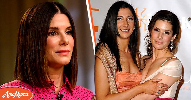 Sandra Bullock on December 18, 2018 in the "Today Show" studios [left]. Sandra and Gesine Bullock-Prado in 2005 [right] | Photo: Getty Images