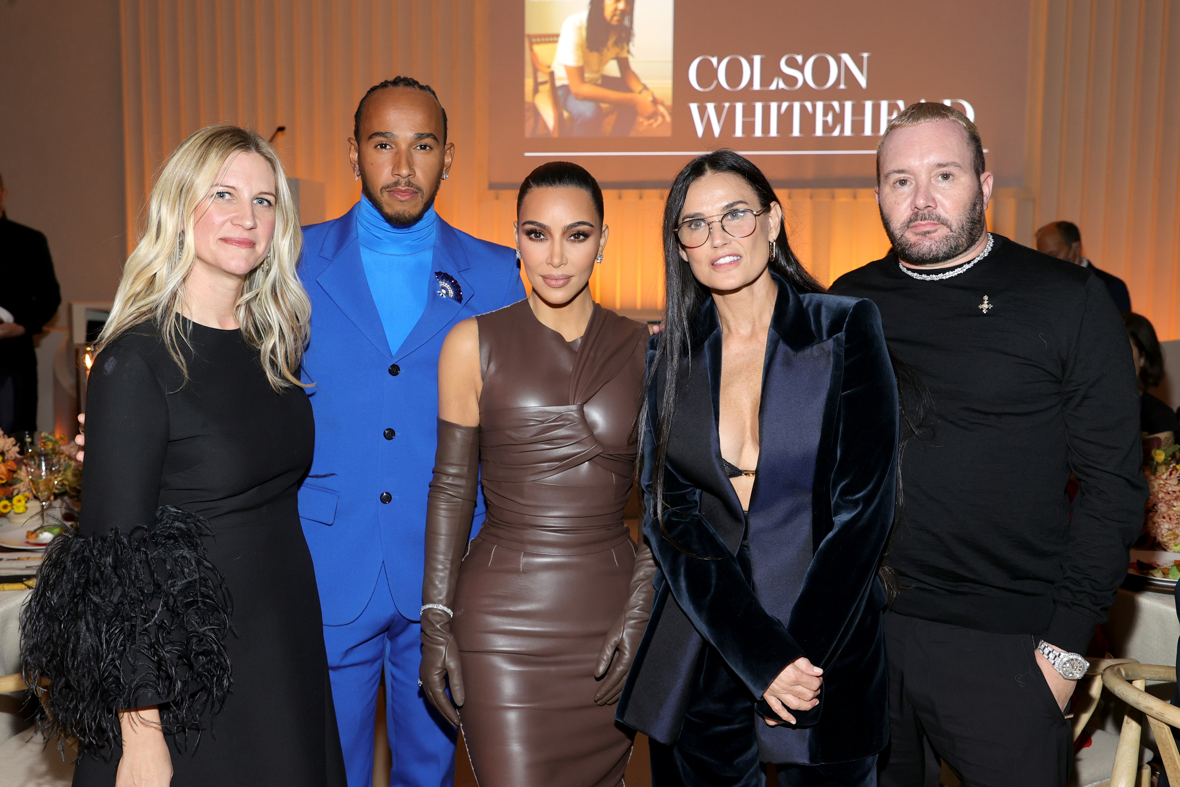 Kristina O'Neill, Lewis Hamilton, Kim Kardashian West, Demi Moore, and Kim Jones at the WSJ. Magazine 2021 Innovator Awards in New York on November 1, 2021. | Source: Getty Images