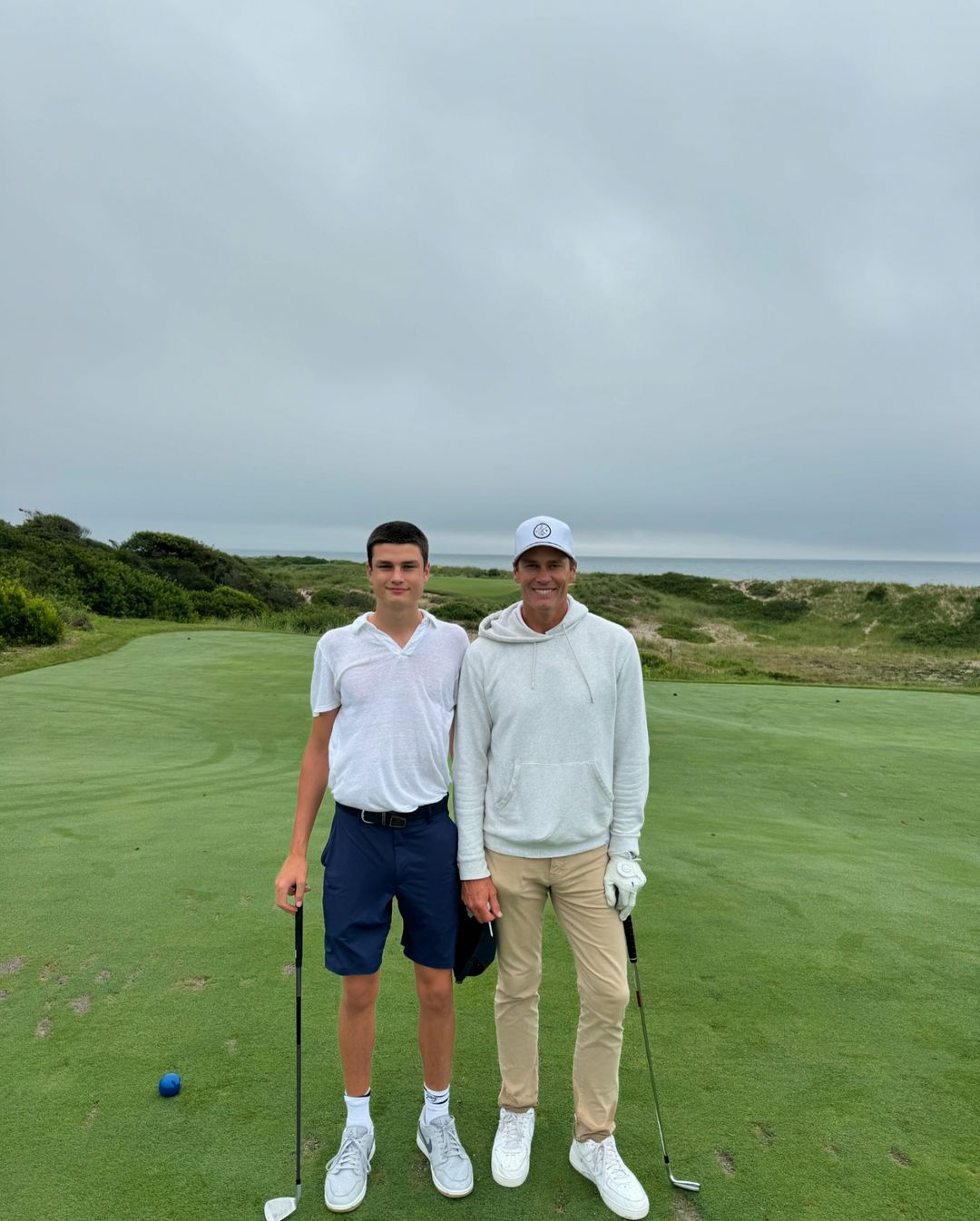 Tom Brady and Jack Moynahan pose from an Instagram carousel of photos and a video, dated August 22, 2024 | Source: Instagram/tombrady/?g=5