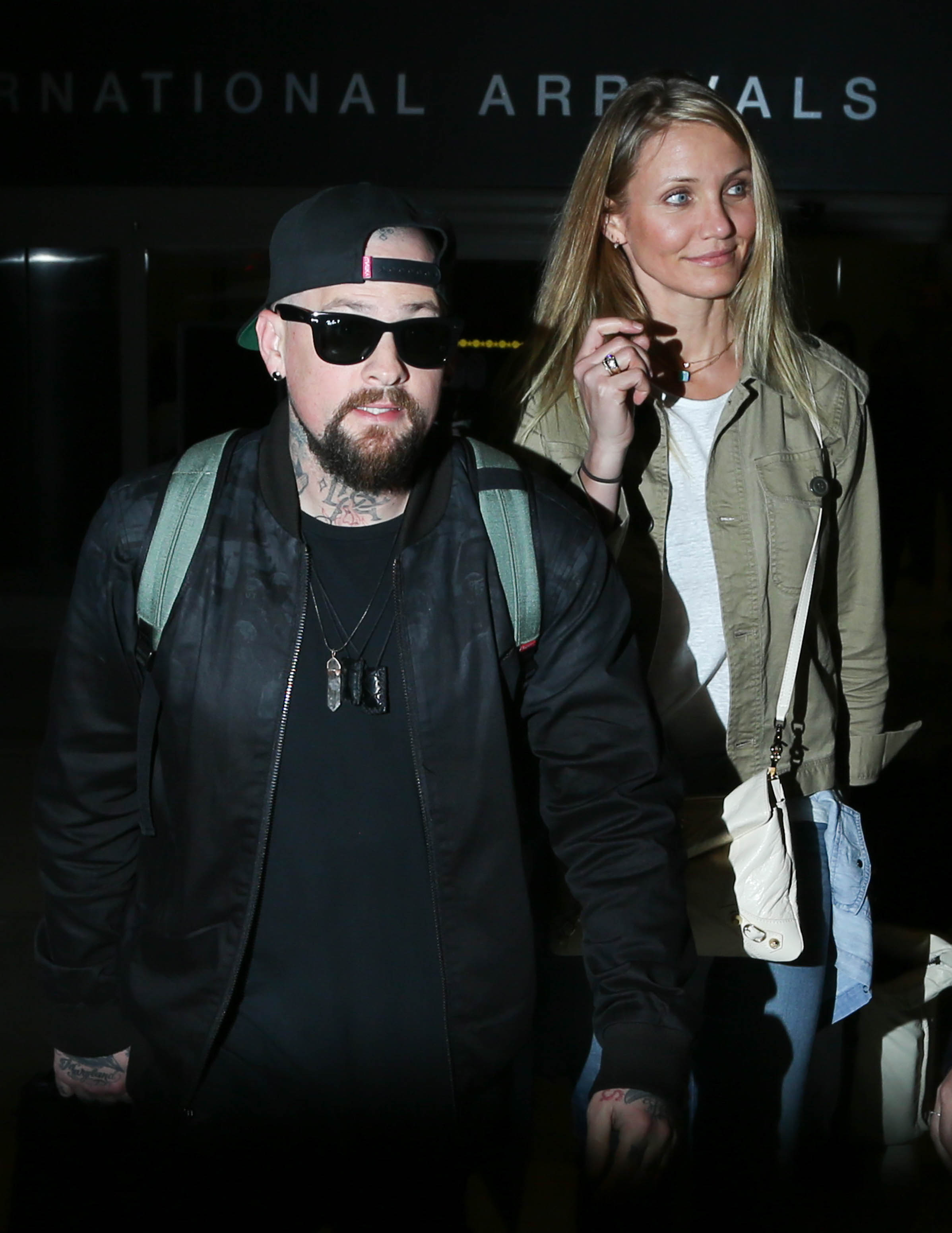 Cameron Diaz and Benji Madden are seen at LAX. on August 31, 2015 | Source: Getty Images