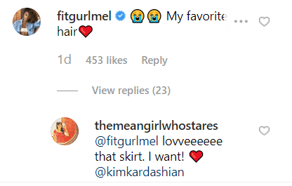 Instagram influencer Melissa Alcantara's comment on Kim Kardashian's post. | Source: Instagram/kimkardashian