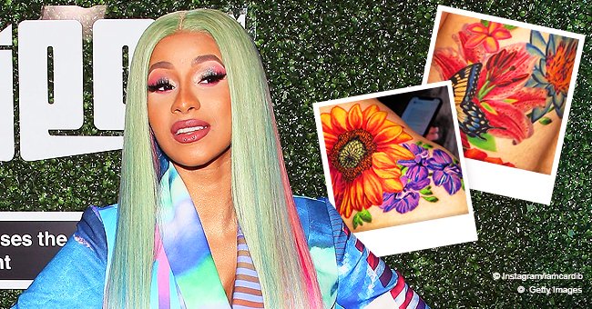 Cardi B's Floral Back Tattoo Is Finally Done And It Looks Fabulous