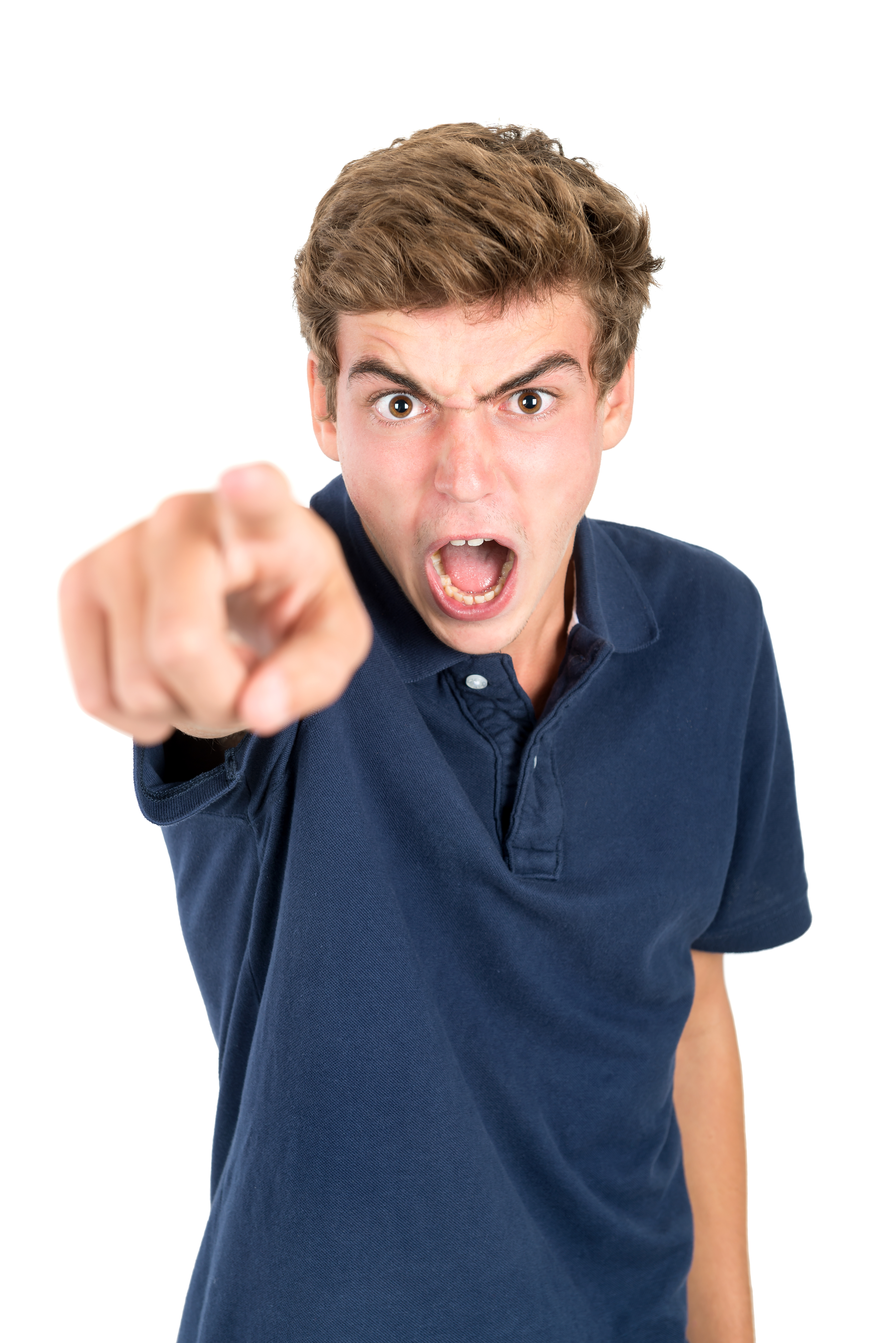 An angry young man pointing and yelling | Source: Shutterstock