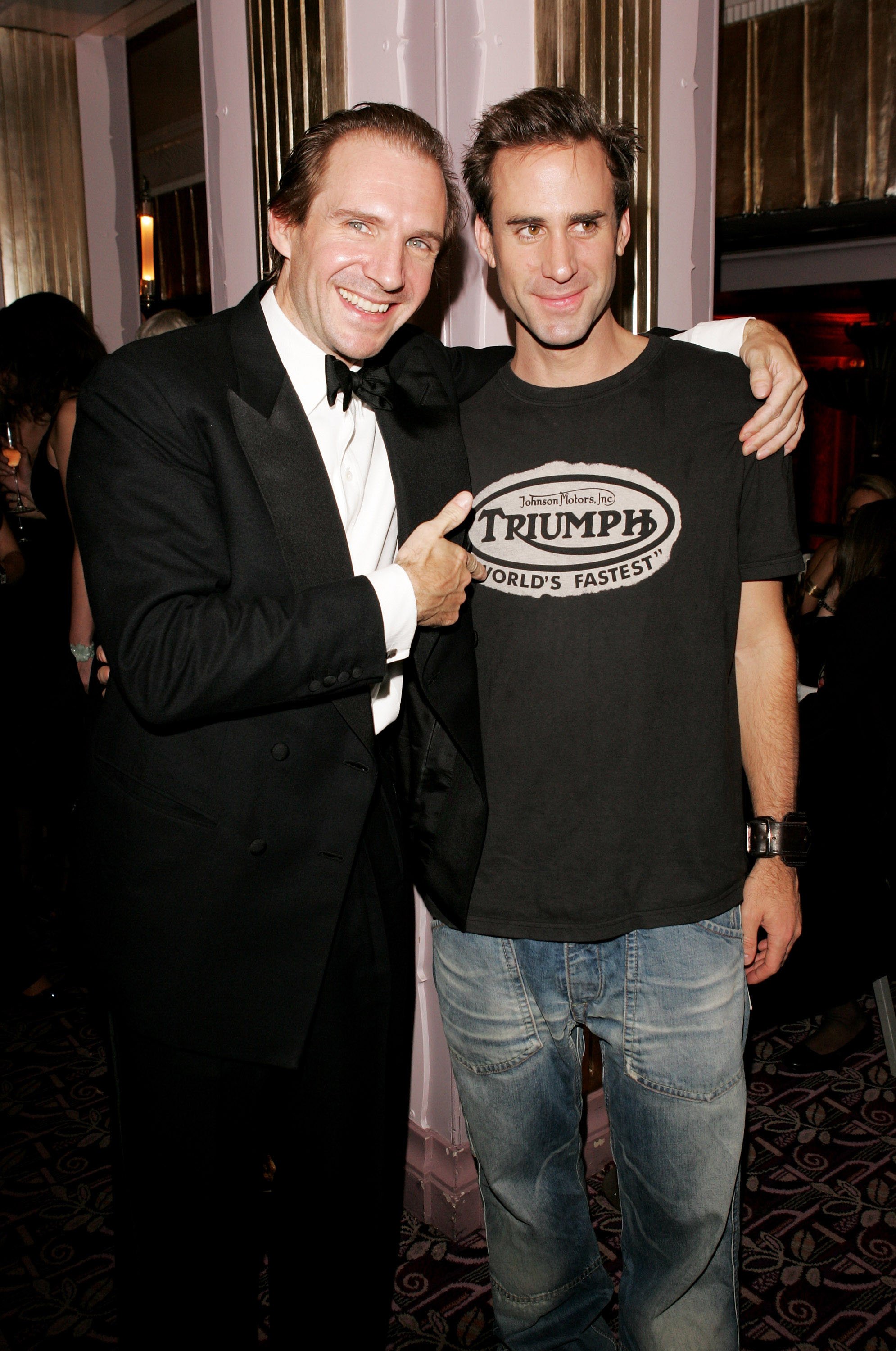 Ralph Fiennes and his brother Joseph Fiennes attend the aftershow party of "The Constant Gardener" Opening Gala at the Park Lane Hotel on October 19, 2005 , in London, England. | Source: Getty Images